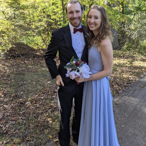 Azazie Evalleen in Dusty Blue - Picture 6 of 9